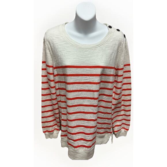 Banana Republic Womens Shirt Size Large Orange Striped Long Sleeve Oversized - Picture 1 of 13